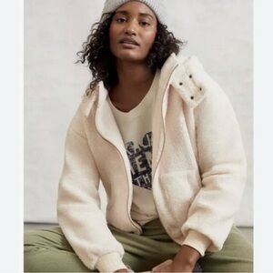 Anthropologie Porridge Cream Gillian Sherpa Teddy Hoodie Jacket Women’s XS